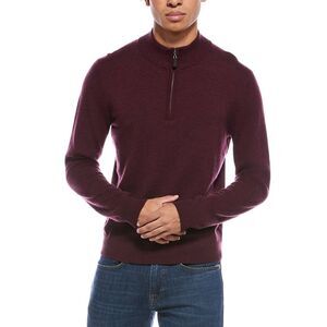 Mette Mens Merino Wool 1/4-Zip Mock Neck Sweater, Burgundy